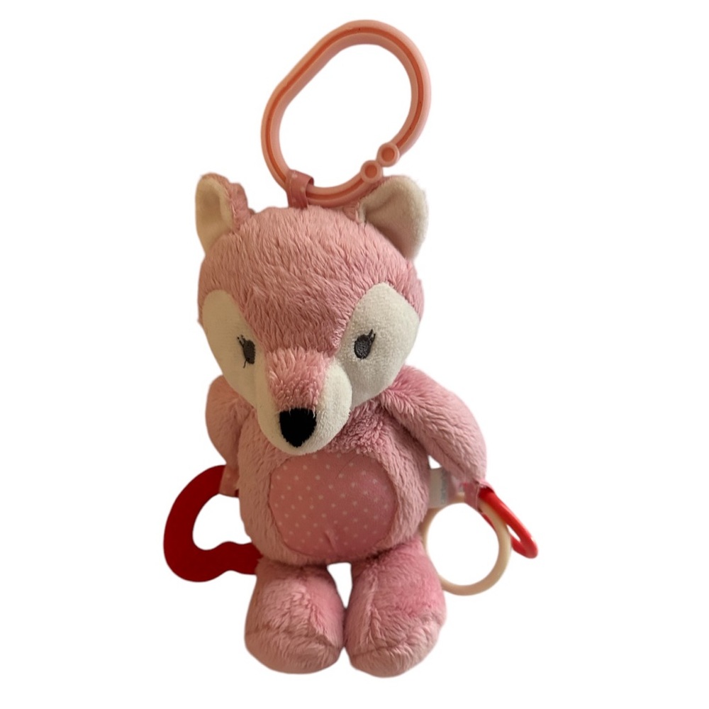 Carter's Plush Stuffed Pink Polka Dot Fox Lovey Activity Toy Rattle Teether Crib